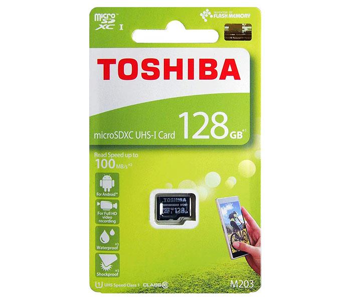 Toshiba THN-M203K1280E4 128GB Class 10 100MBs MicroSD Card without Adaptor, Black - Zoom Image 1