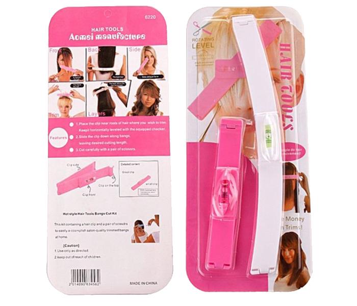 Diy Hair Cut Guide Kit with Water Bubble Balance Indicator - White & Pink - Zoom Image