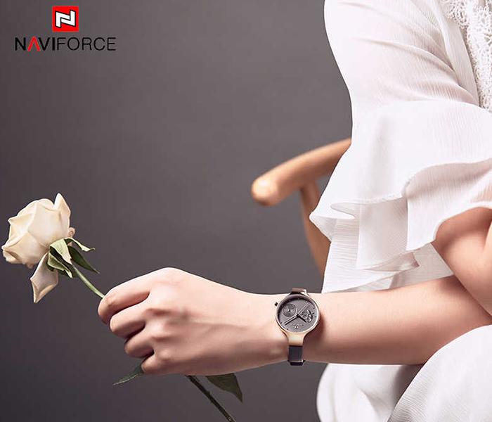 Naviforce NF5001 Women Quartz Multi-Function Fashion Bracelet Watch - Grey - Zoom Image 5