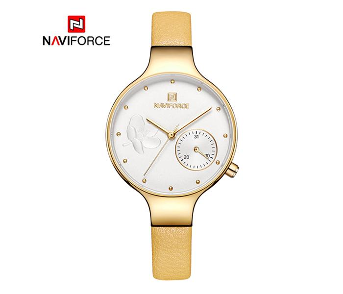 Naviforce NF5001 Women Quartz Multi-Function Fashion Bracelet Watch - Yellow - Zoom Image 2