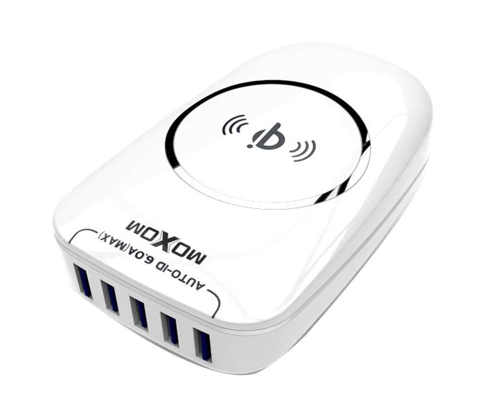 Moxom 5 Port USB Wireless Fast Charger - White - Zoom Image 1