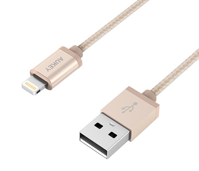 Aukey CB-D16 1.2m Nylon Braided MFi Lightning Cable - Gold - Zoom Image 1