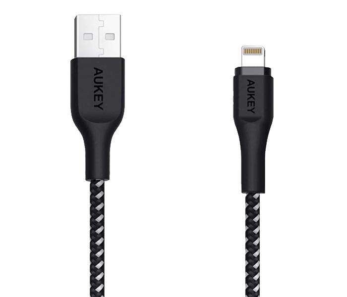 Aukey CB-AL1 1.2m Nylon Braided MFi Lightning Cable - Black - Zoom Image 3