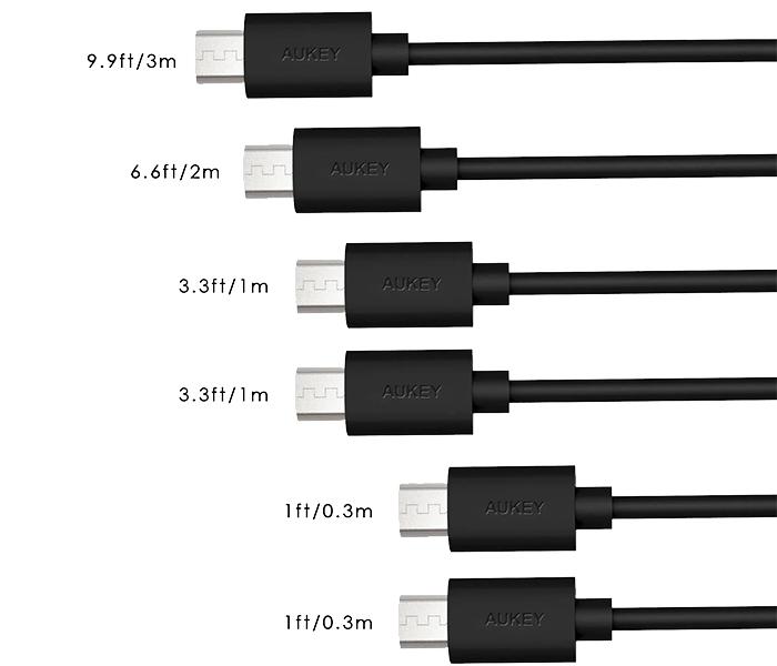 Aukey CB-D17 6 Pieces Multi Length Micro USB Cable - Black - Zoom Image 5