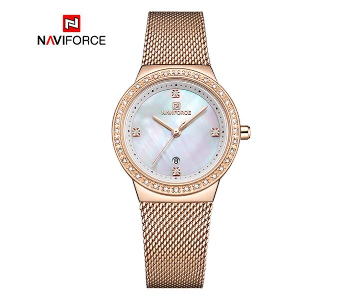 Naviforce NF5005 Luxury Famale Multi-Function Quartz Fashion Watch - Gold - Zoom Image 3