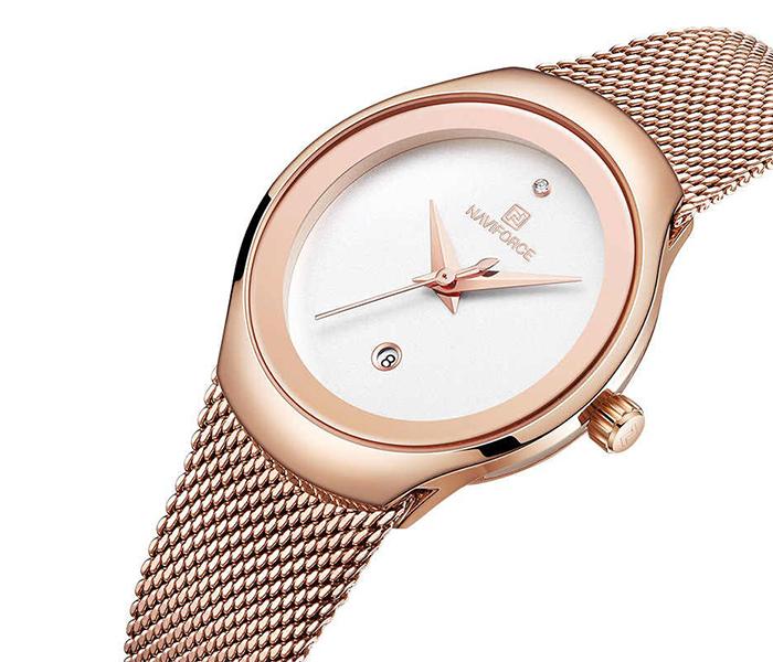 Naviforce NF5004 Luxury Ultra Thin Multi-Function Quartz Watch for Woman - Gold & White - Zoom Image 1