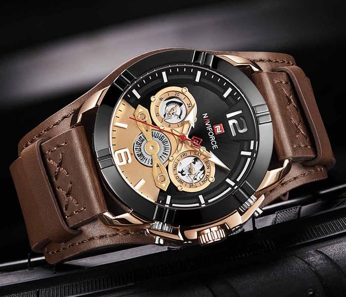 Naviforce NF9162 Luxury Brand Waterproof Sport Watch for Men - Brown - Zoom Image 1