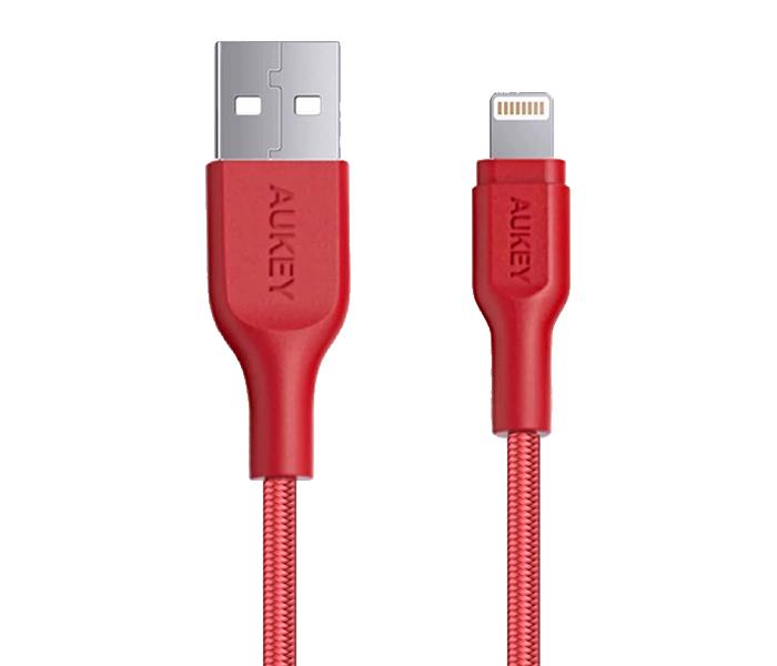 Aukey CB-AL1 1.2m Nylon Braided MFi Lightning Cable - Red - Zoom Image 3