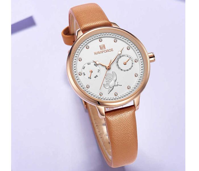 Naviforce NF5003 Luxury Brand Quartz Ladies Watch - Brown - Zoom Image 2