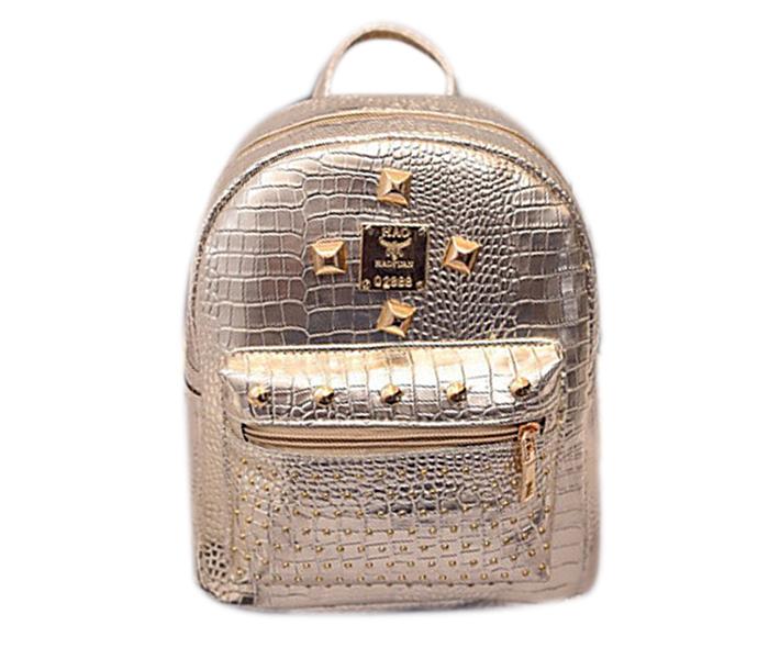 Geometric PU Zipperr Womens Glamourous Backpack - Gold - Zoom Image