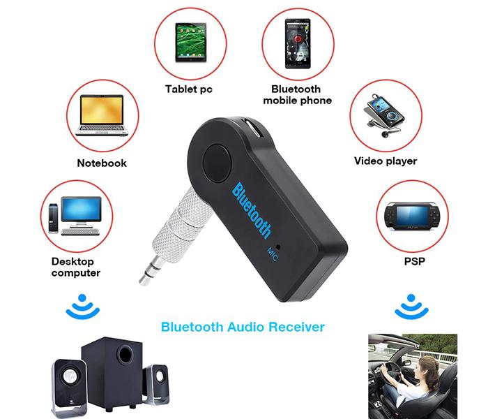 Hands Free Bluetooth Music Receiver Car Adapter with Mic - Black - Zoom Image 6