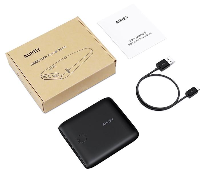 Aukey PB-N42 10000mAh Dual Port Pocket Power Bank - Black - Zoom Image 7