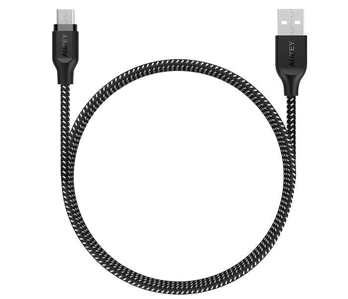 Aukey CB-AM1 1.2m Nylon Braided Micro USB Cable - Black - Zoom Image 3