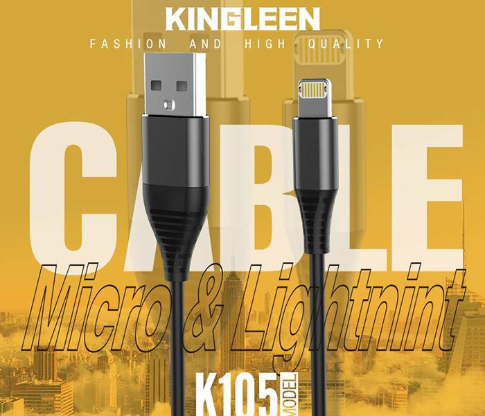 Kingleen K105 2-in-1 Quick 3.0A Charging Cable for Android & Apple - Black - Zoom Image 1