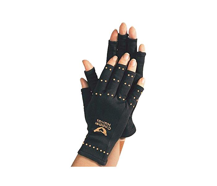 Magnetic Therapy Anti Arthritis Copper Hands Pain Relief Compression Gloves - 2 Pieces, Black - Zoom Image 1