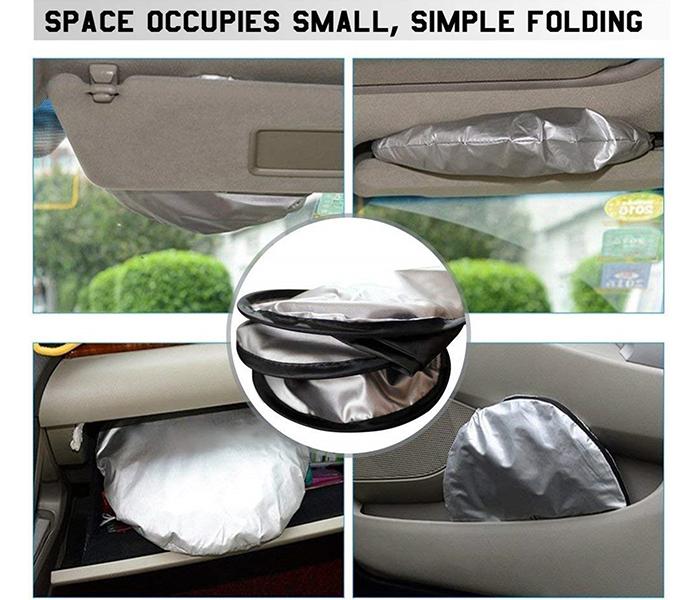 Offal Car Front Window Folding Visor Reflective UV Sunshade Windshield - Grey & Black - Zoom Image 5