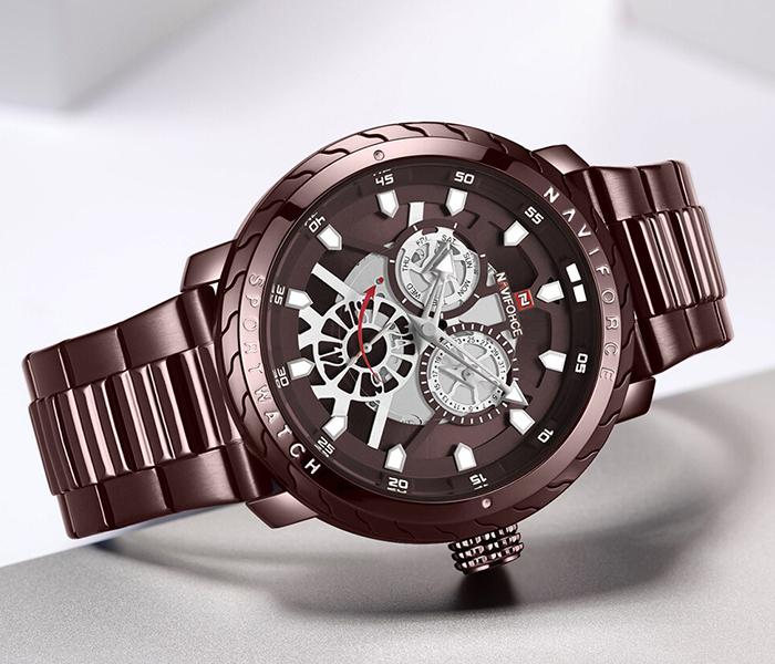 Naviforce NF9152 Stainless Steel Fashion Wrist Watch for Men - Brown - Zoom Image 1