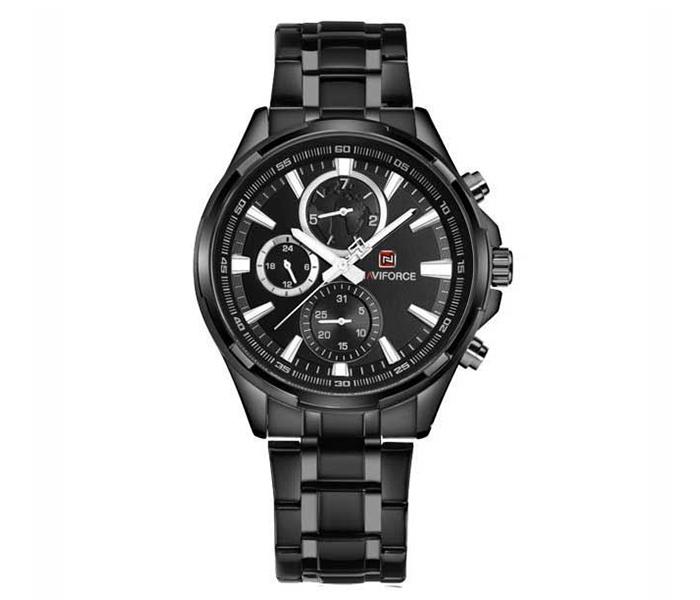 Naviforce NF9089 Stainless Steel Chronograph Sports Watch for Men - Black & Black - Zoom Image 2