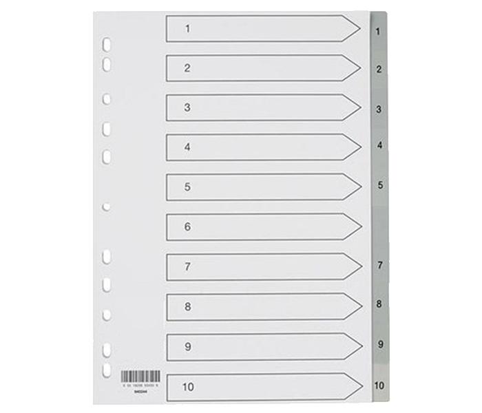 Panda D110GPVC 1 to 10 PVC Grey Index Divider - Zoom Image