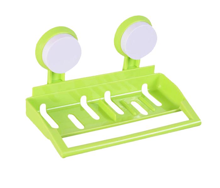 Double Suction Cups Soap Box Towel Holder - Green - Zoom Image