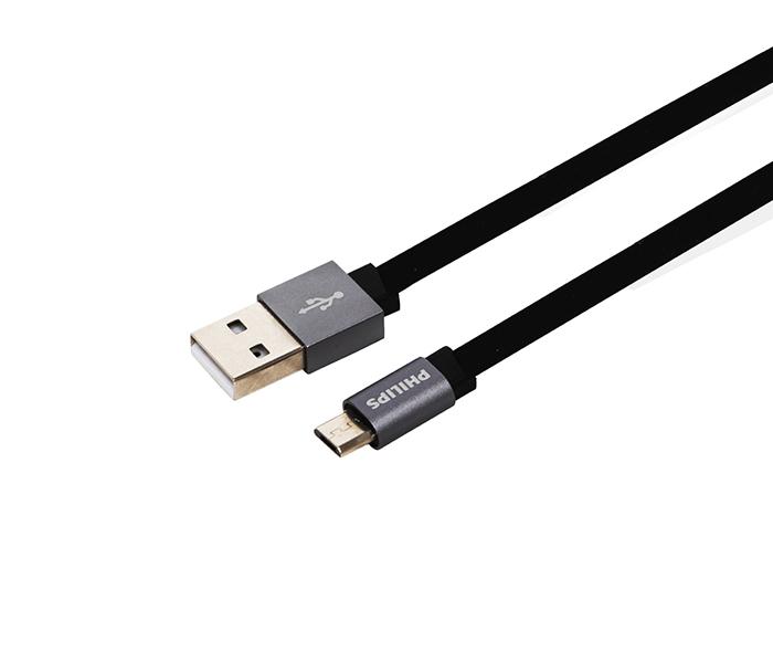 Philips DLC2518B Sync and Charge USB to Micro USB Cable - Black, 1.2 Meter - Zoom Image 2