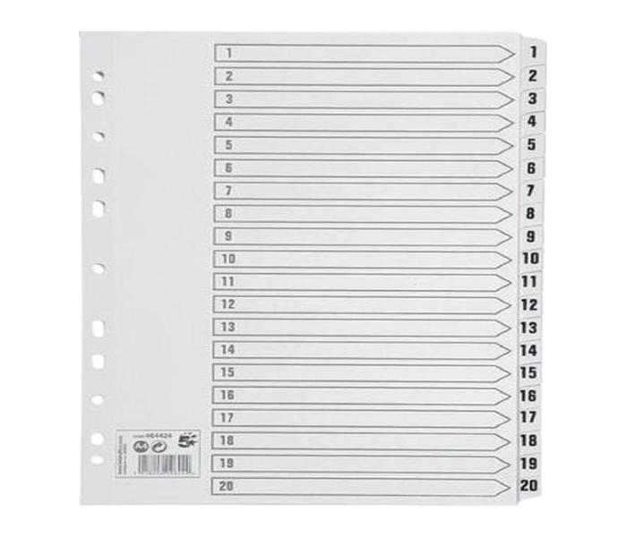 Panda D120GPVC 1 to 20 PVC Grey Index Divider - Zoom Image