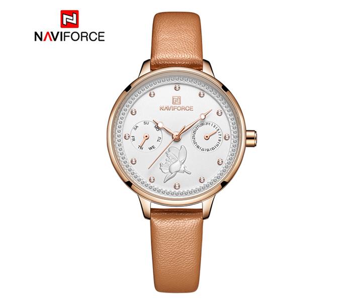 Naviforce NF5003 Luxury Brand Quartz Ladies Watch - Brown - Zoom Image 3