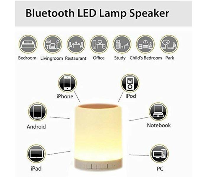 Bluetooth LED Touch Lamp Portable Speaker - White - Zoom Image 4