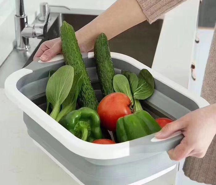  Multifunction Kitchen Chopping Board  Foldable Dish Tub, Folding Cutting Board Vegetable Washing Basket - Zoom Image 2