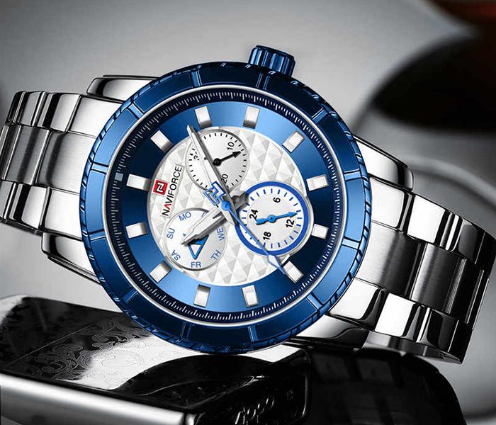 Naviforce NF9145 Fashion Business Casual Wrist Watch for Men - Silver & Blue - Zoom Image 3