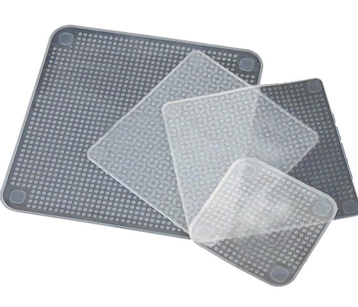 4 Pieces Reusable Silicon Wraps Cover Stretch and Fresh Food Storage - White - Zoom Image 3