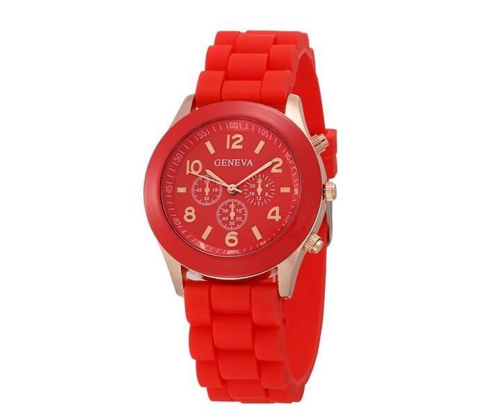 Geneva Silicone Band Woman Watch - Red - Zoom Image