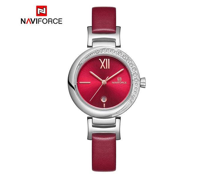 Naviforce NF5007 Quartz Leather Strap Analog Watch for Women - Red - Zoom Image 2