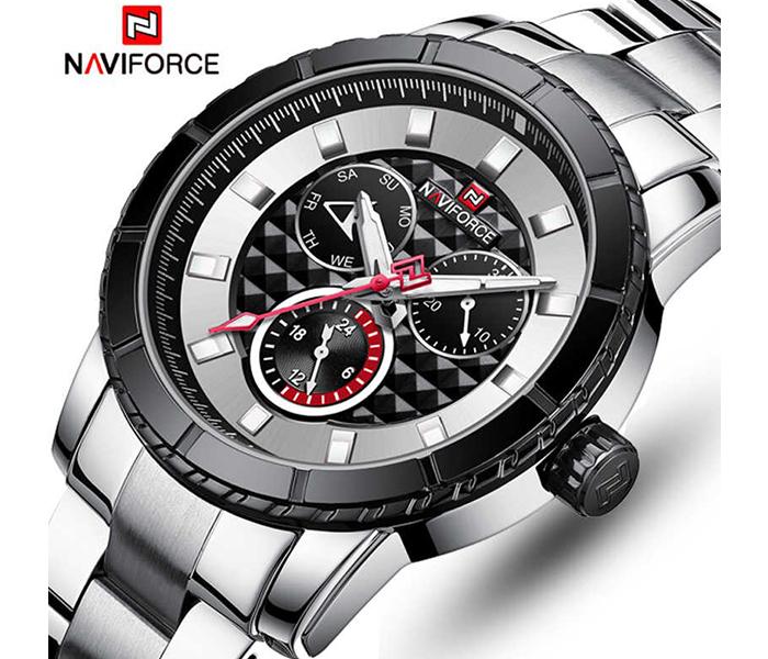 Naviforce NF9145 Fashion Business Casual Wrist Watch for Men - Silver & Red - Zoom Image 1