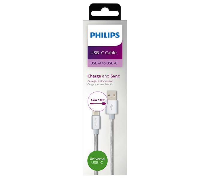 Philips DLC2528N Sync and Charge USB A to C Cable - Silver, 1.2 Meter - Zoom Image 2