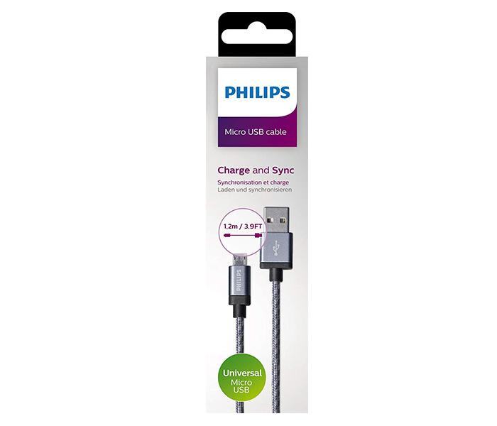 Philips DLC2518N Sync and Charge USB to Micro USB Cable - Silver, 1.2 Meter - Zoom Image 2