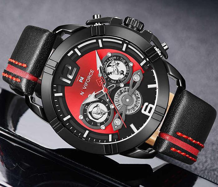 Naviforce NF9168 Luxury Quartz Sport Watch for Men - Red - Zoom Image 2