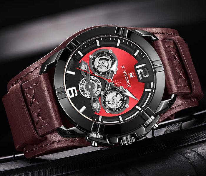 Naviforce NF9162 Luxury Brand Waterproof Sport Watch for Men - Red - Zoom Image 2