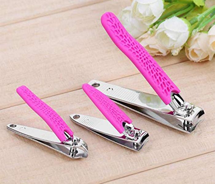 3 Pieces Stainless Steel Nail Cutter Set - Pink - Zoom Image 2