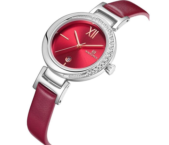 Naviforce NF5007 Quartz Leather Strap Analog Watch for Women - Red - Zoom Image 4