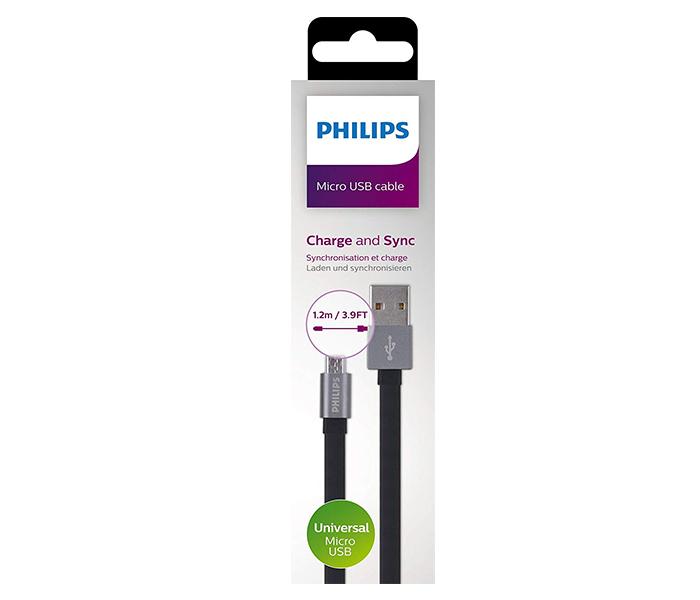 Philips DLC2518F Sync and Charge USB to Micro USB Cable - Black, 1.2 Meter - Zoom Image 1