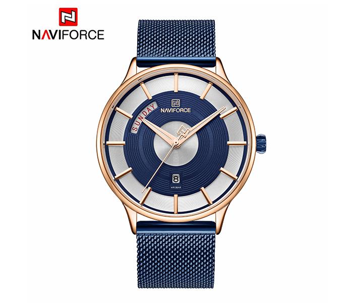 Naviforce NF3007 Luxury Brand Sports Stainless Steel Watch for Men - Blue - Zoom Image 3