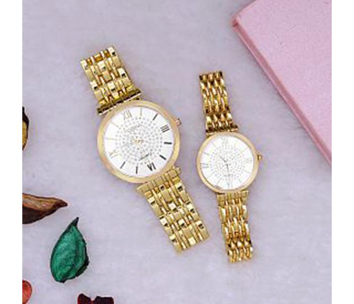 Rosra 4A16 18K Gold Luxury Roman Numeral Dial Fashion Pair Watch with Box - Gold & White - Zoom Image 2