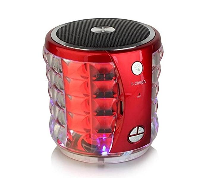 USB Supported Portable Bluetooth Mini Speaker with FM and Micro SD Card, T2096A - Red - Zoom Image 1