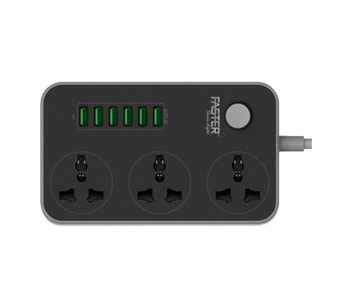 Wi-Power Faster 6 USB & 3 Power Socket Extension - Black - Zoom Image