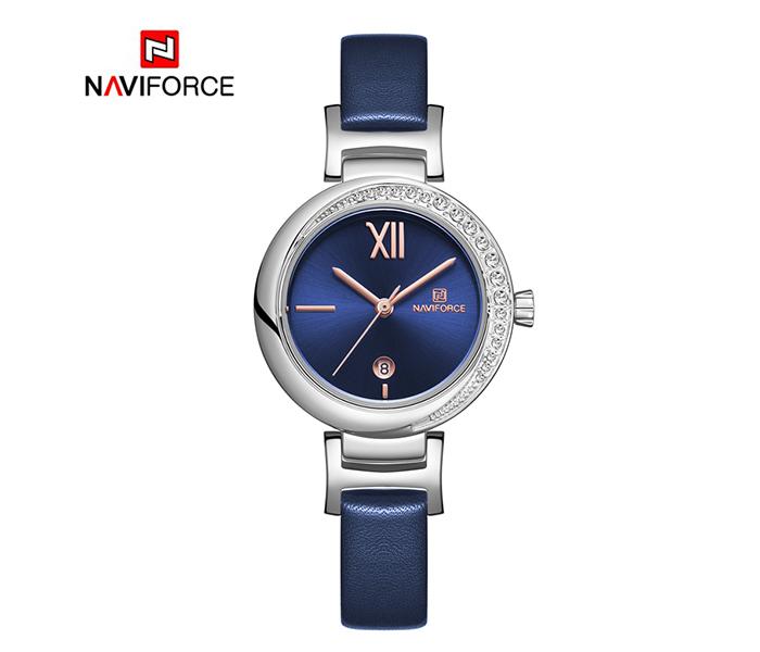 Naviforce NF5007 Quartz Leather Strap Analog Watch for Women - Blue - Zoom Image 3