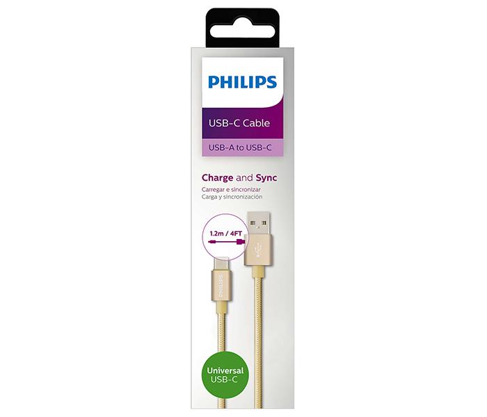 Philips DLC2528G Sync and Charge USB A to C Cable - Gold, 1.2 Meter - Zoom Image 2