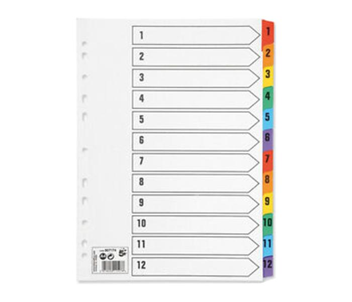 Panda D112CPVC 1 to 12 PVC Color Index Divider - Zoom Image