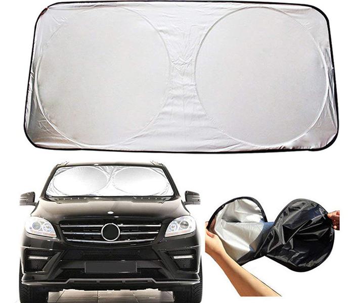 Offal Car Front Window Folding Visor Reflective UV Sunshade Windshield - Grey & Black - Zoom Image 2