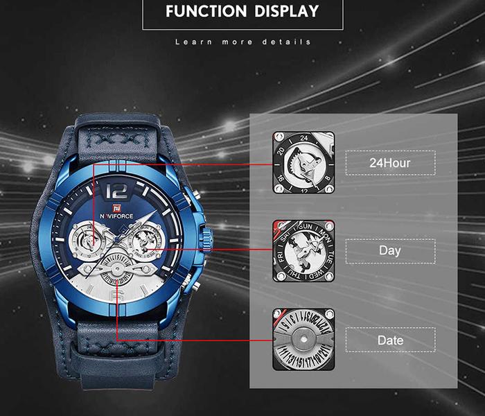 Naviforce NF9162 Luxury Brand Waterproof Sport Watch for Men - Blue - Zoom Image 2